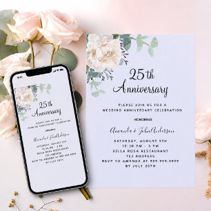 Convites Aniversário de casamento de 25 anos com lavanda br