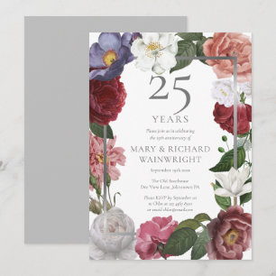 Convites Aniversário de Casamento de 25 Anos Jardim Floral