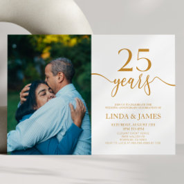 Convites Aniversário de Casamento de 25 de Champagne Minima