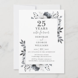 Convites Aniversário de Casamento de 25 de Prata Floral Bot