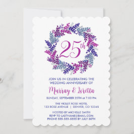 Convites Aniversário de Casamento de 25 de Prata Rosa Elega