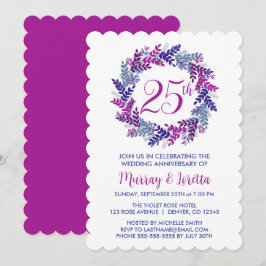 Convites Aniversário de Casamento de 25 de Prata Rosa Elega