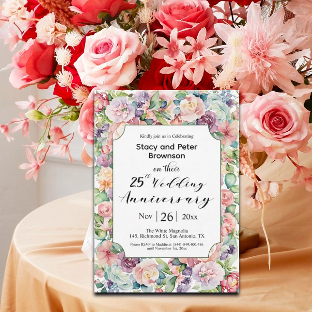 Convites Aniversário de Casamento de 25 do Elegante (Criador carregado)