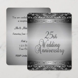 Convites Aniversário de Casamento de 25 Elegante