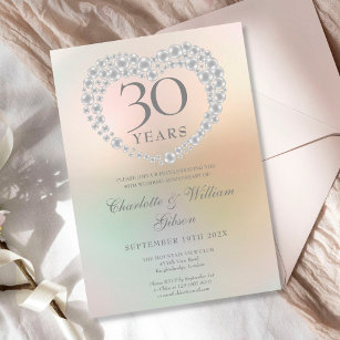 Convites Aniversário de Casamento de 30 de Cardíaco Bonito
