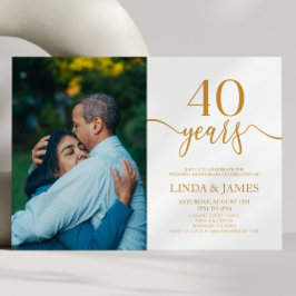 Convites Aniversário de Casamento de 40ª Champagne Minimali