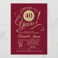 Aniversário de Casamento de 40 Anos Dourado Rubi V
