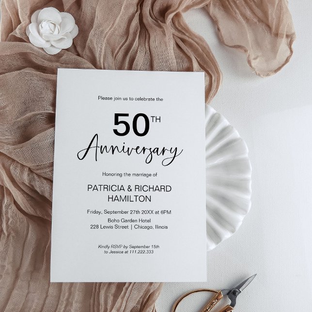 Convites Aniversário de Casamento de 50 Anos com Estilo (Criador carregado)