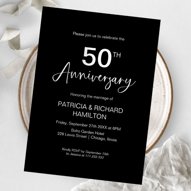 Convites Aniversário de Casamento de 50 Anos com Estilo (Criador carregado)
