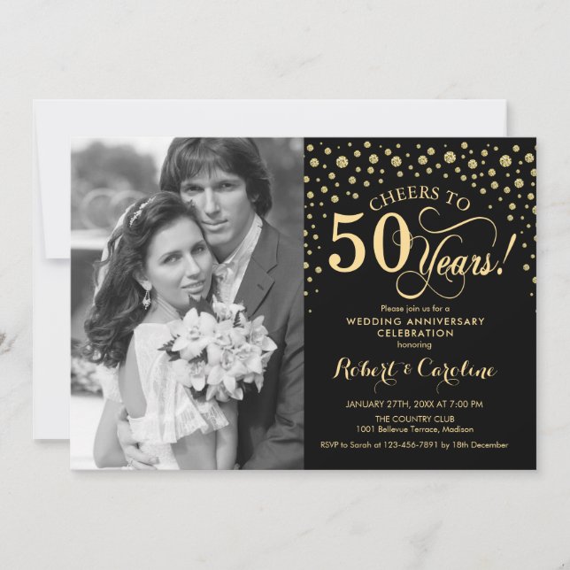 Convites Aniversário de Casamento de 50 Anos com Foto - Dou (Frente)
