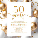 Convites Aniversário de Casamento de 50 anos de Champagne M<br><div class="desc">Este é um convite minimalista de champanhe White 50º aniversário de casamento!</div>