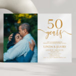 Convites Aniversário de Casamento de 50 anos de Champagne M<br><div class="desc">Esta é uma foto minimalista minimalista personalizada de champanhe branca,  50º convite de aniversário de casamento!</div>