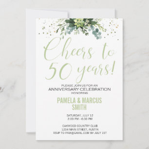 Convites Aniversário de Casamento de 50 Anos Floral Moderno