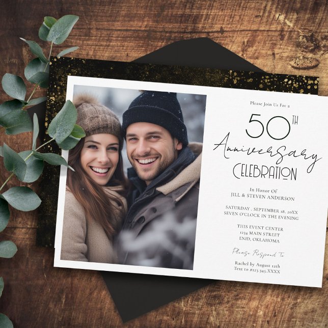 Convites Aniversário de Casamento de 50 Anos Foto Única (Criador carregado)
