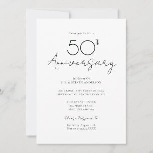 Convites Aniversário de Casamento de 50 Anos Minimal