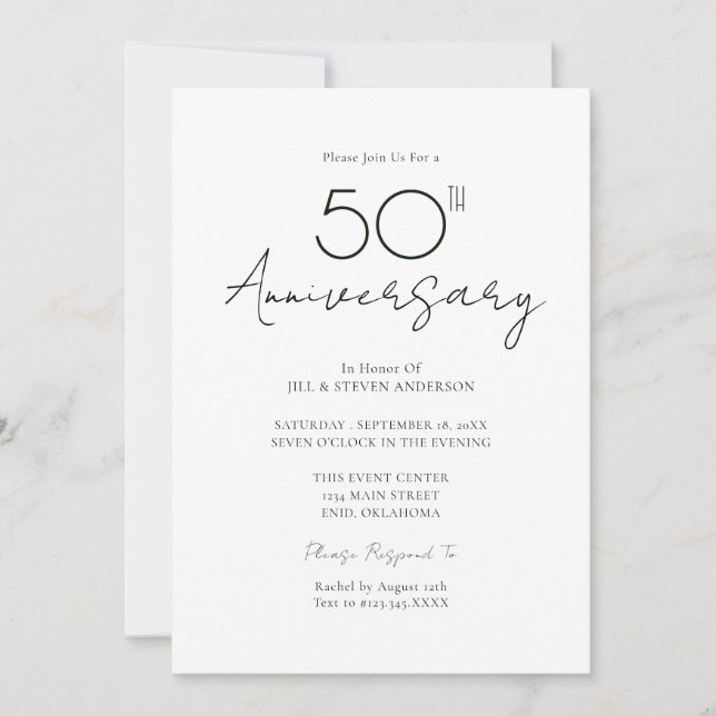 Convites Aniversário de Casamento de 50 Anos Minimal (Frente)