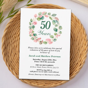 Convites Aniversário de Casamento de 50 anos Teal Dourado R
