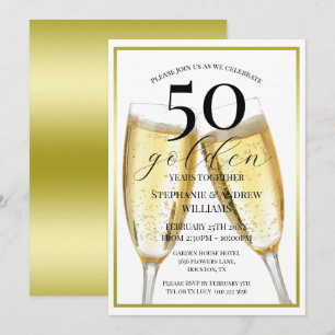 Convites Aniversário de Casamento de 50 Ouros