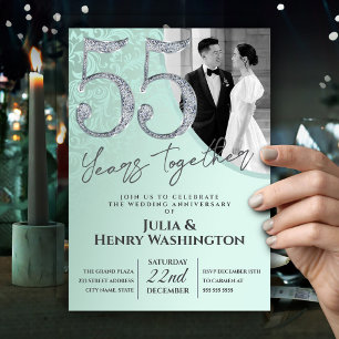 Convites Aniversário de Casamento de 55 Anos Elegante Diama