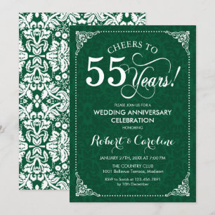 Convites Aniversário de Casamento de 55 Anos em Verde Esmer