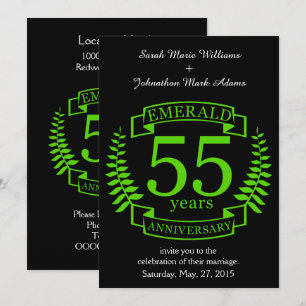 Convites ANIVERSÁRIO DE CASAMENTO DE 55 ANOS ESmeralda