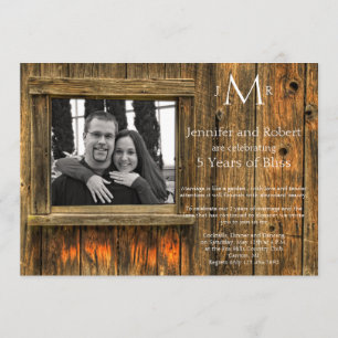 Convites Aniversário de Casamento de 5 Anos Barn Wood