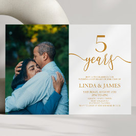 Convites Aniversário de Casamento de 5 de Champagne Minimal