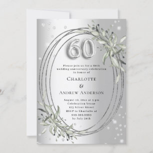 Convites aniversário de casamento de 60 anos com folhagem p