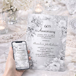 Convites aniversário de casamento de 60 anos diamante prata