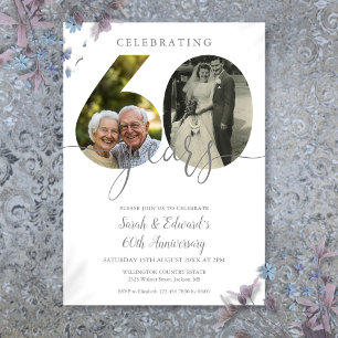 Convites Aniversário de Casamento de 60 Anos Elegante 2 Fot