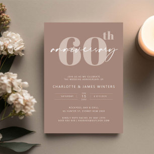 Convites Aniversário de casamento de 60 anos em roteiro beg