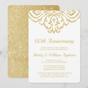 Convites Aniversário de Casamento de 60 Anos Glam Vintage E