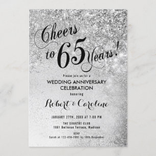Convites Aniversário de Casamento de 65 Anos Prata