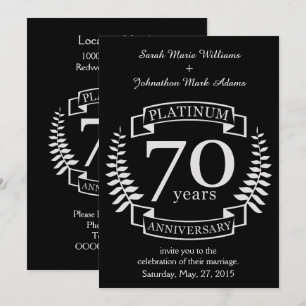 CONVITES ANIVERSÁRIO DE CASAMENTO DE 70 ANOS PLATINA