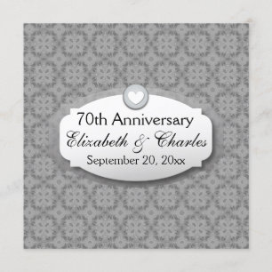 Convites Aniversário de Casamento de 70 Anos Platina Z03