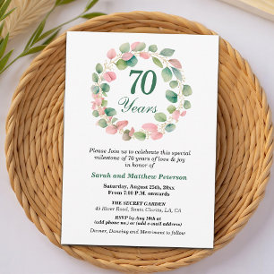 Convites Aniversário de Casamento de 70 anos Teal Dourado R