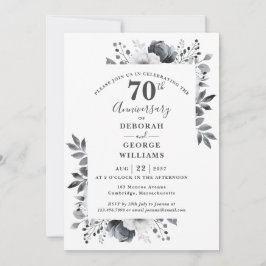Convites Aniversário de Casamento de 70 Platinum Botânico