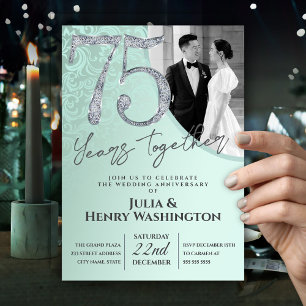 Convites Aniversário de Casamento de 75 anos Elegante em Ve