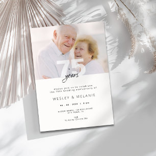 Convites Aniversário de Casamento de 75 Anos Moderno com Fo