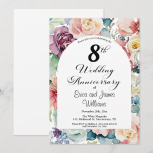 Convites Aniversário de Casamento de 8 Anos Escrita Elegant