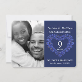 Convites Aniversário de casamento de 9 anos foto azul Lapis