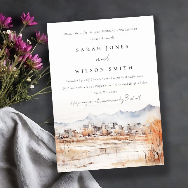 Convites Aniversário de Casamento de Aquarela de Salt Lake  (Criador carregado)
