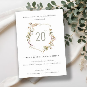 Convites Aniversário de Casamento de Crest de Flor Selvagem