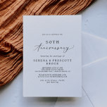 Convites Aniversário de Casamento de Delicate Calliographic<br><div class="desc">Este delicado convite para o aniversário de 50 anos de caligrafia é perfeito para uma festa de aniversário moderno. A design romântica minimalista apresenta uma magnífica e elegante tipografia negra num fundo branco com um aspecto simples e limpo.</div>