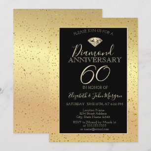 Convites Aniversário de Casamento de Diamante Confete Doura