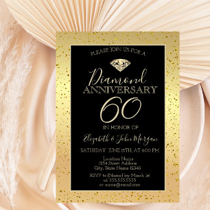 Convites Aniversário de Casamento de Diamante Confete Doura