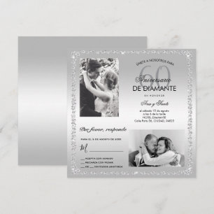 Convites Aniversário de Casamento de Diamante de 60 anos em