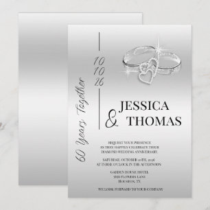 Convites Aniversário de Casamento de Diamante Glitzy Posh 6