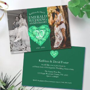 Convites aniversário de casamento de esmeralda do 20º agora