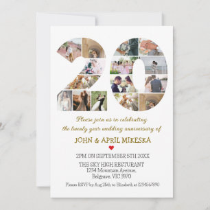 Convites Aniversário de Casamento de Foto Personalizado Núm